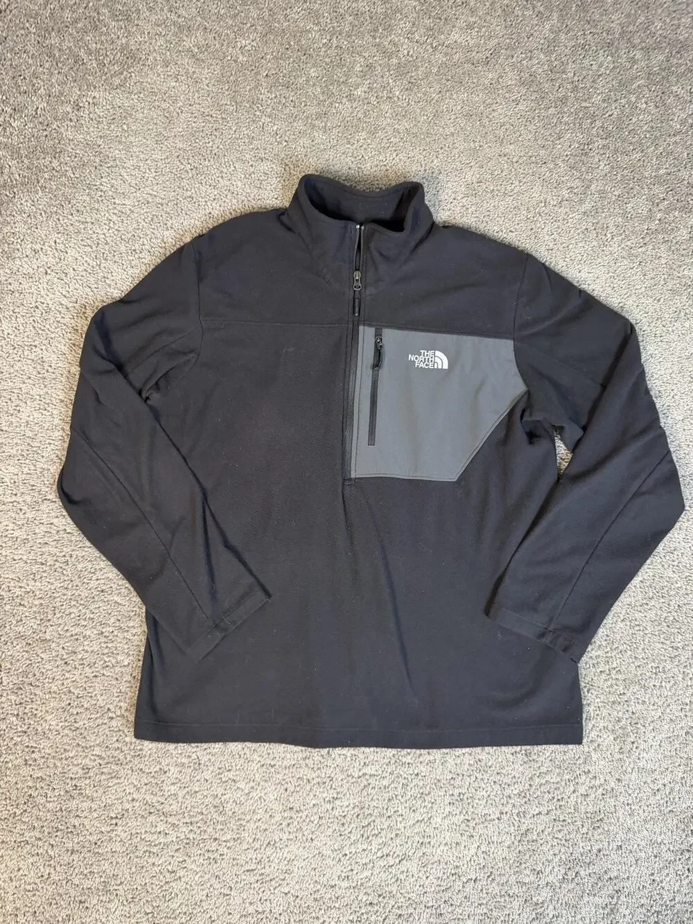 The North Face Jacket Mens XL Black 1/4 Zip Fleece Lined Pockets Short